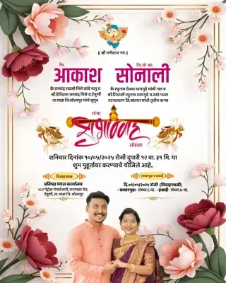 Marathi Lagnpatrika PLP File | Elegant Wedding Invitation | Traditional Marathi Lagna Patrika Design 2025