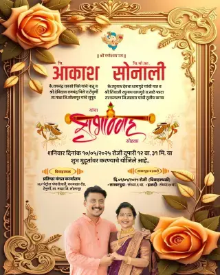 Marathi Lagnpatrika PLP File | Elegant Wedding Invitation | Traditional Marathi Lagna Patrika Design 2025