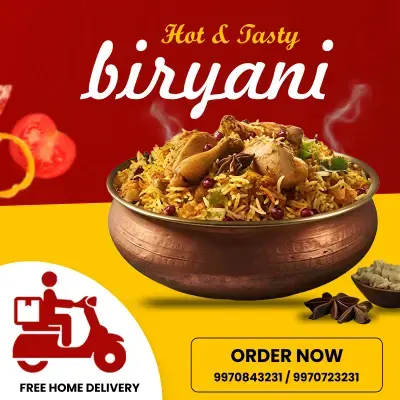 Biryani Hotel Banner Design PSD File