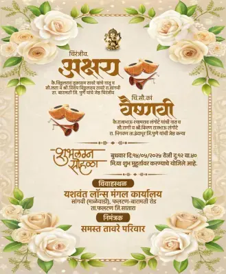 Floral Marathi Wedding Invitation – New Lagna Patrika PLP File 2025
