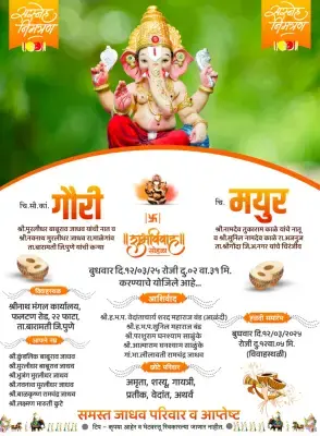 Detailed Marathi Wedding Invitation PLP File | Full Vivah Patrika Design 2025