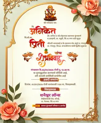 Premium Floral Wedding Invitation PLP File Marathi 2025
